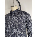 Camisa de mangas compridas com estampa de leopardo masculino